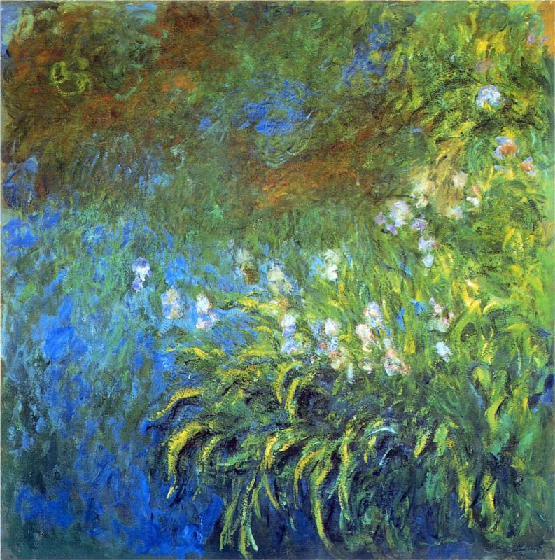 Iris at the Sea-Rose Pond - Claude Monet Paintings
